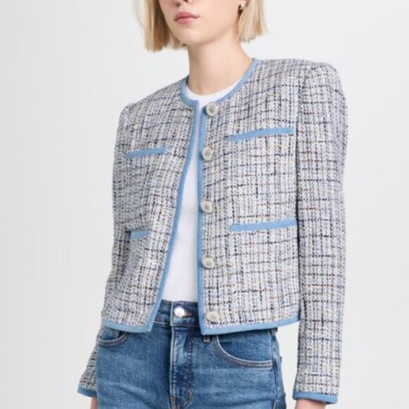 Veronica Beard Jackets & Blazers - Veronica Beard Blue and White Tweed Blazer 12 L Chanel Style